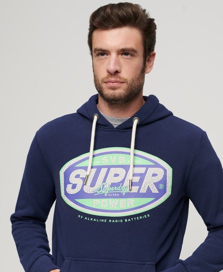 Superdry Homme Sweat à Capuche à Motif Gasoline Workwear Bleu Marine