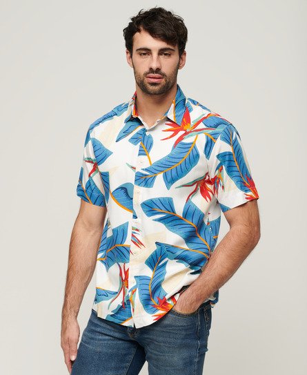 Superdry Men’s Hawaiian Shirt White / Optic Paradise - Size: Xxl