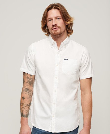 Superdry Men’s Oxford Short Sleeve Shirt White / Optic - Size: M