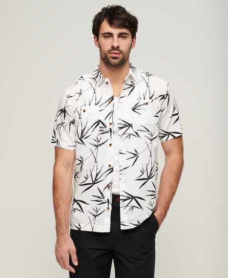 Superdry Men’s Short Sleeve Beach Shirt White / Optic Bamboo - Size: XL