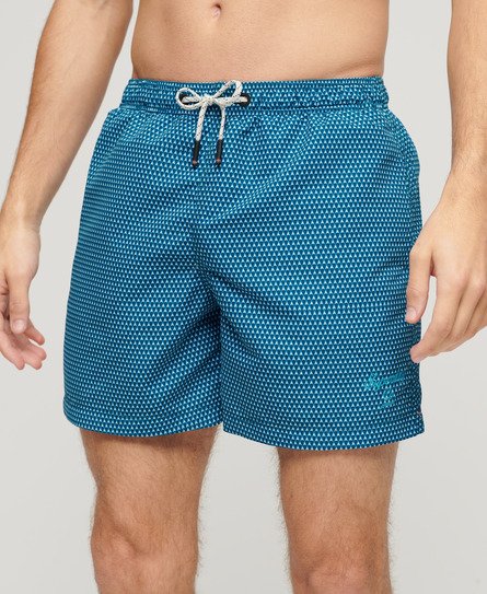 Superdry Men’s Printed 15-inch Recycled Swim Shorts Blue / Blue Geo Print - Size: S