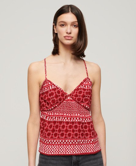 Superdry Women’s Printed Woven Cami Top Red / Shibori Layer Red - Size: 8