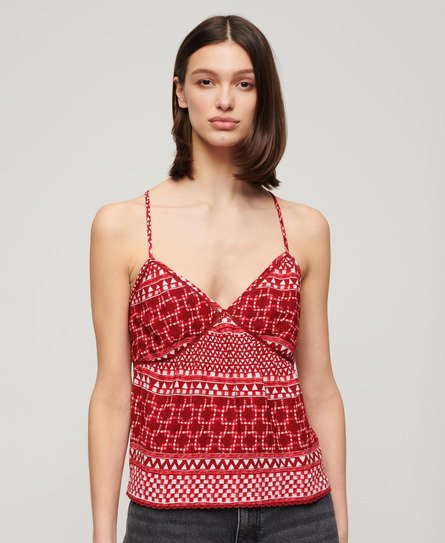 Superdry Canotta Da Donna In Jersey Con Pizzo, Vestibilità Ampia, Scollo A V, Colore Off White