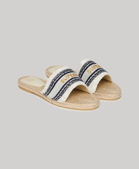 Mules compensées style espadrille en toile