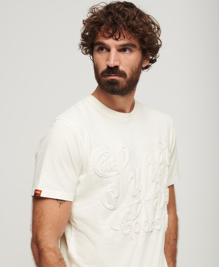 Superdry Mannen Archive T-shirt met Print en Reliëfopdruk Wit