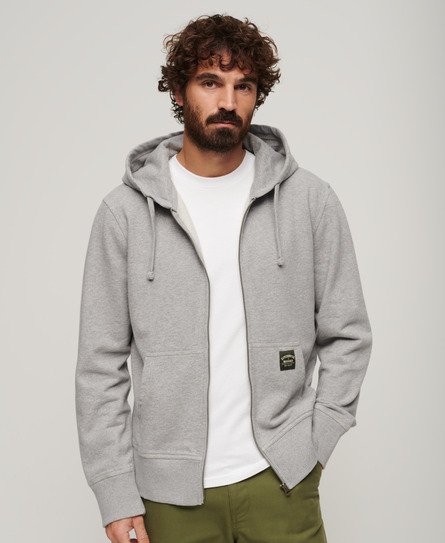 Superdry Men’s Contrast Stitch Relaxed Zip Hoodie Grey / Washed College Grey Marl - Size: S