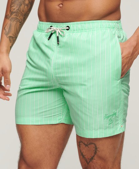 Superdry Men’s Printed 15-inch Recycled Swim Shorts Green / Mint Stripe Print - Size: M