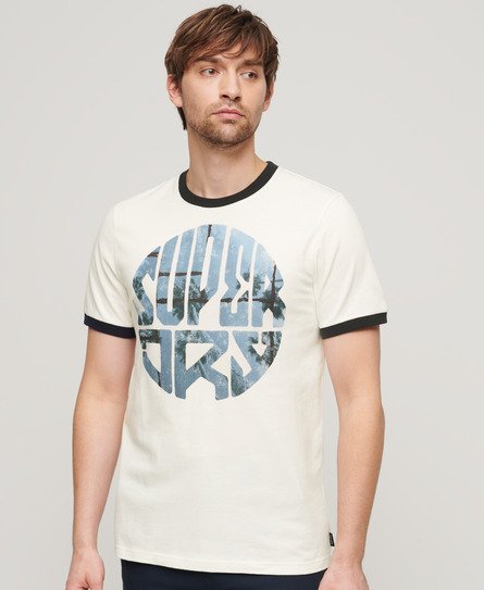 Superdry Men’s Photographic Logo T Shirt White / Winter White - Size: S
