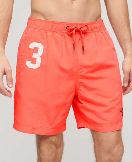 Superdry Men’s Recycled Polo 17-inch Swim Shorts Cream / Hot Coral - Size: S