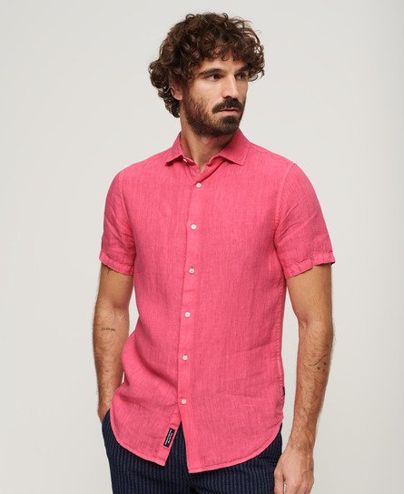Superdry Men’s Studios Casual Linen Shirt Pink / New House Pink - Size: S