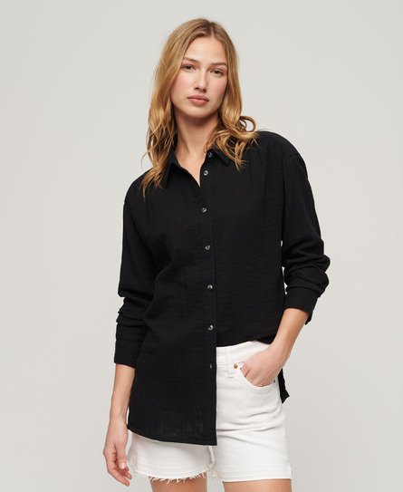 Superdry Women’s Longline Beach Shirt Black - Size: 16