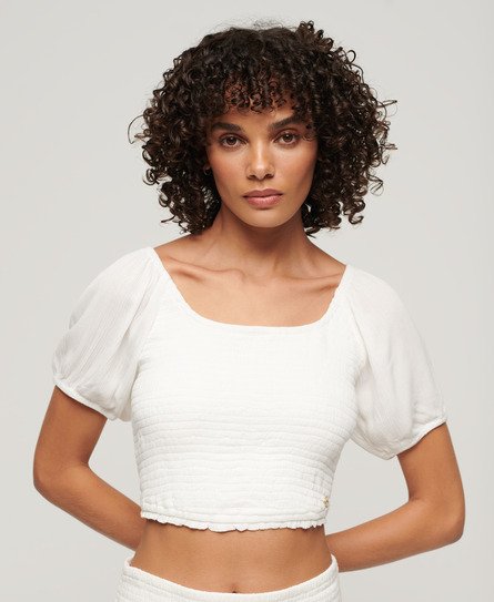 Superdry Women’s Smocked Woven Top White / Off White - Size: 10