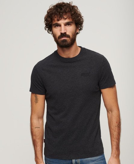 Superdry Men’s Organic Cotton Essential Logo T-Shirt Black / Raven Black Marl - Size: M