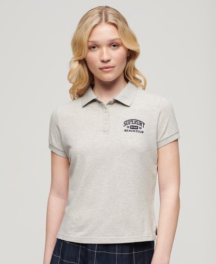 Superdry Women’s 90s Fitted Polo Light Grey / Glacier Grey Marl - Size: 12