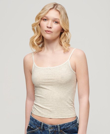 Superdry Women’s Athletic Essentials Cami Top Light Grey / Off White Fleck Marl - Size: 14