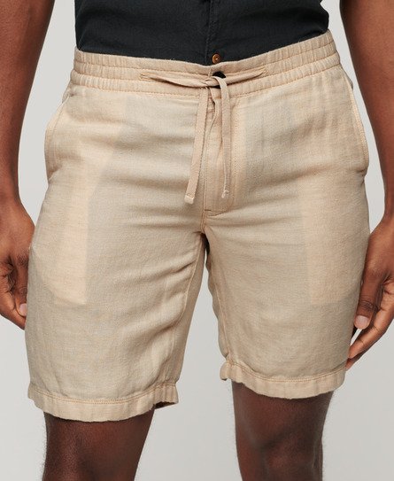 Superdry Men’s Drawstring Linen Shorts Brown / Stone Grey - Size: M