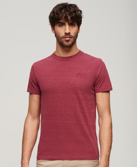 Superdry Men’s Organic Cotton Essential Logo T-Shirt Red / Berry Red Marl - Size: M