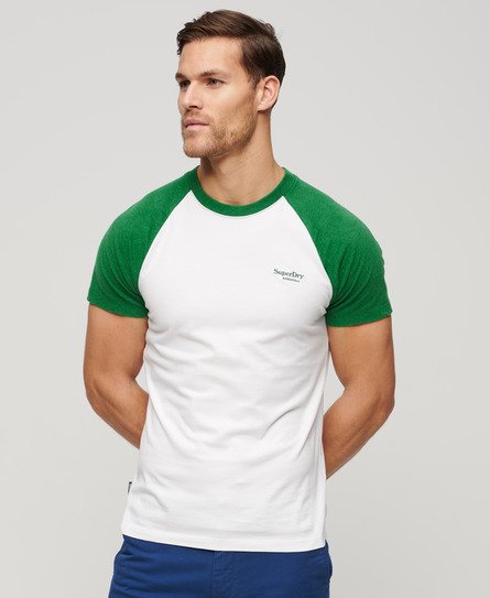 Superdry Men’s Organic Cotton Essential Logo Baseball T-Shirt Green / Optic/Field Green Marl - Size: L