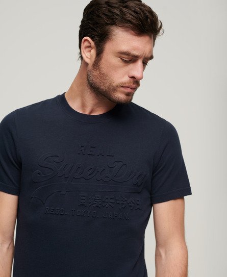 Superdry Men’s Embossed Vintage Logo T-Shirt Navy / Nautical Navy - Size: Xxl