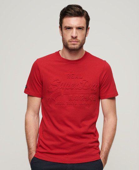 Superdry Homme T-shirt Vintage Logo en Relief Rouge