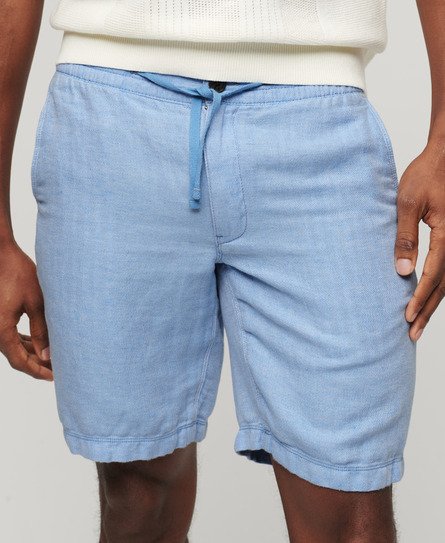 Superdry Men’s Drawstring Linen Shorts Light Blue / Blue/Optic - Size: Xxl
