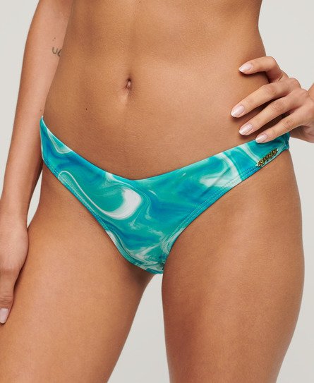 Superdry Women’s Printed Cheeky Bikini Bottoms Light Blue / Bali Blue Marble - Size: 8