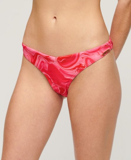 Superdry Women’s Printed Cheeky Bikini Bottoms Pink / Malibu Pink Marble - Size: 14