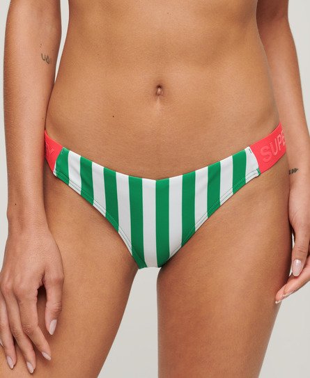 Superdry Women’s Striped Cheeky Bikini Bottoms Green / Green Stripe - Size: 12