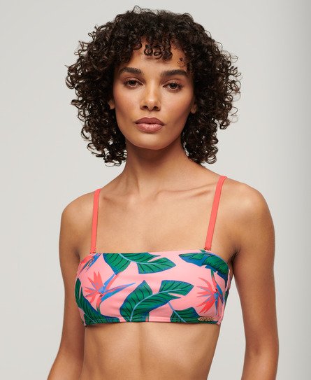Bandeau-Bikinioberteil mit tropischem Print