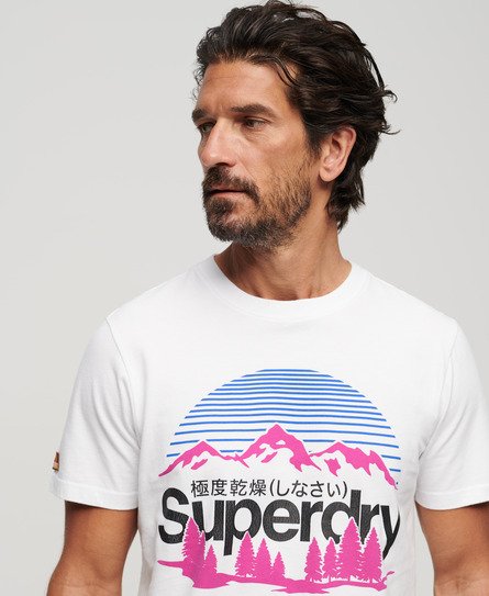 Superdry Mens Classic Great Outdoors Graphic T-Shirt, White, Size: L
