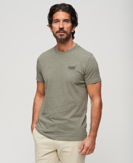 Superdry Men’s Organic Cotton Essential Logo T-Shirt Green / Ash Olive Marl - Size: XL