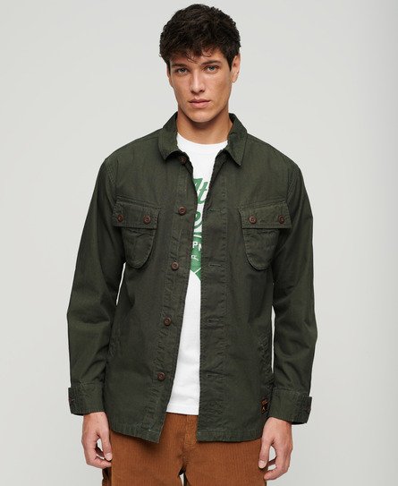 Superdry Men’s Military Overshirt Jacket Green / Surplus Goods Olive - Size: XL