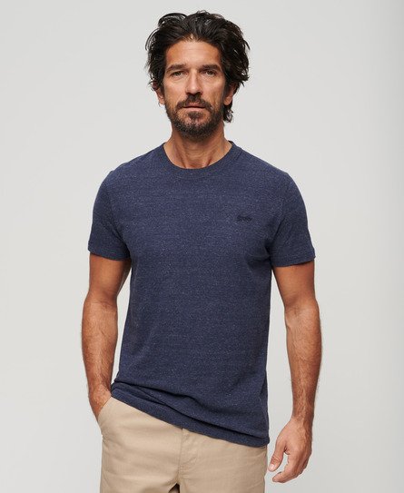 Superdry Men’s Organic Cotton Essential Small Logo T-Shirt Orange / Dark Indigo Blue Marl - Size: M