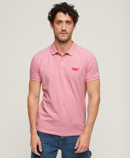 Superdry Mens Classic Pique Polo Shirt, Pink, Size: XXL