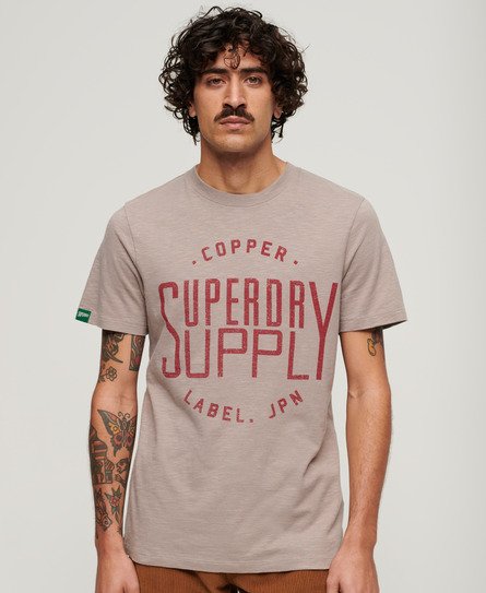 Superdry Men’s Copper Label Workwear T-Shirt Beige / Deep Beige Slub - Size: L