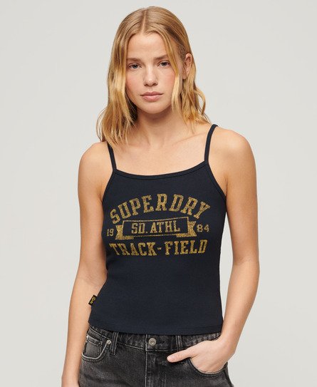 Superdry Women's Athletic College Graphic Rib Cami Top Navy / Eclipse Navy