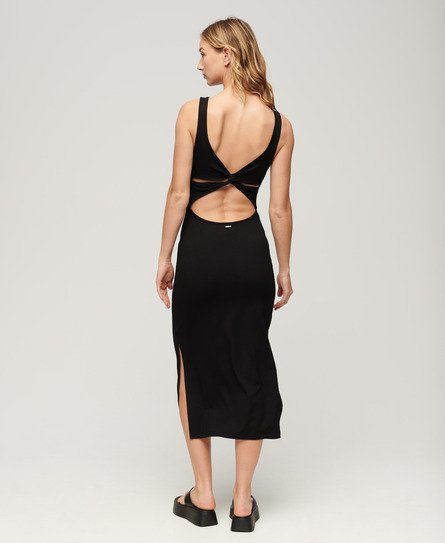 Superdry Women’s Jersey Twist Back Midi Dress Black - Size: 12