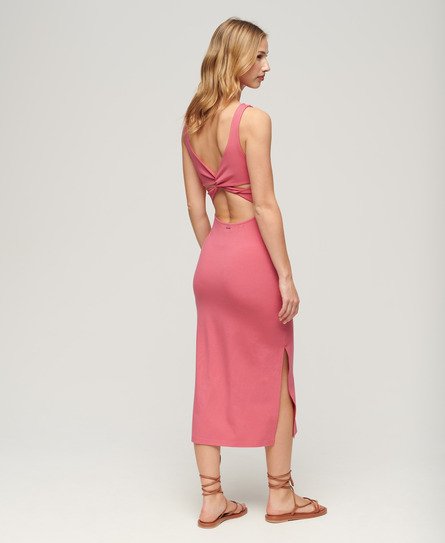 Superdry Women’s Jersey Twist Back Midi Dress Pink / Desert Rose Pink - Size: 14