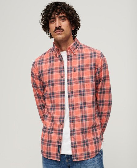 Superdry Mens Classic Check Organic Cotton Vintage Shirt, Red, Size: L