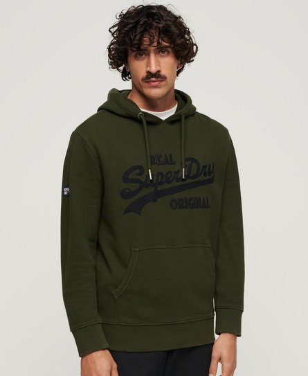 Superdry Men's Embroidered Long Sleeved Hoodie Green / Surplus Goods Olive Green