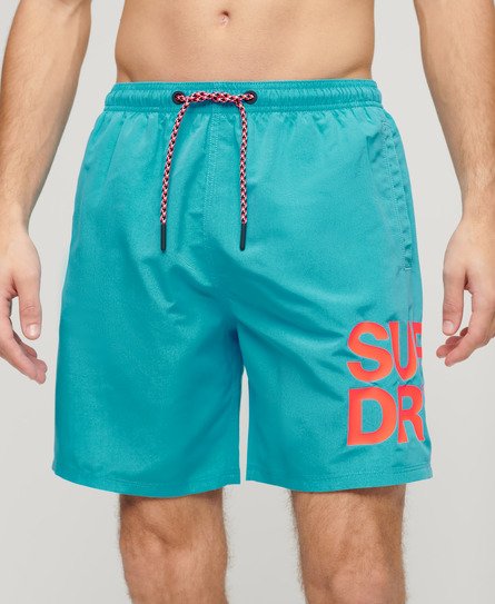 Superdry Men’s Sportswear Logo 17-inch Recycled Swim Shorts Blue / Beach Blue - Size: Xxl