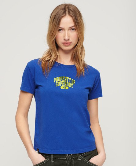 Superdry Women's Super Athletics Fitted T-Shirt Blue / Regal Blue