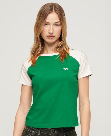 Superdry Women's Essential Logo Retro T-Shirt Green / Bosphorus Green/Optic