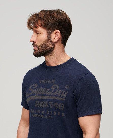 Superdry Men’s Classic Heritage T-Shirt Navy / Navy Marl - Size: Xxl