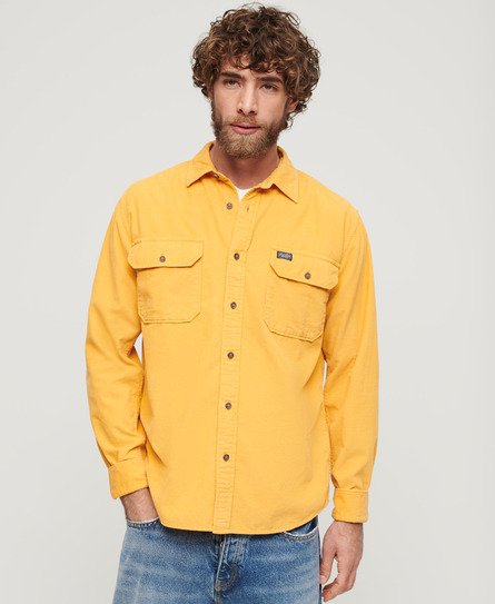 Superdry Men’s Micro Cord Long Sleeve Shirt Yellow / Golden Yellow - Size: M
