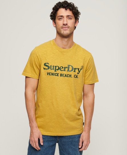 Superdry Homme, T-Shirt Imprimé Classique à Logo Venue, Jaune,