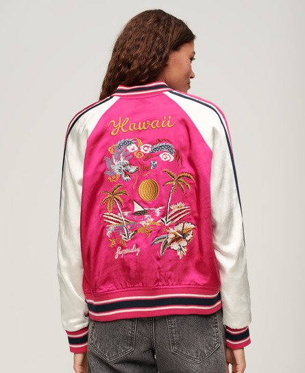 Superdry Women’s Suikajan Embroidered Bomber Jacket Pink / Bright Pink - Size: 14