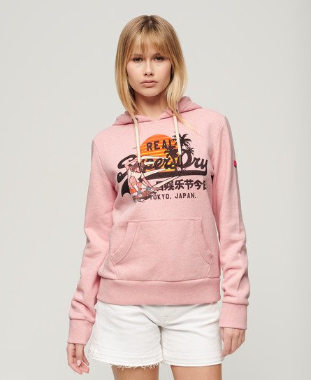 Superdry Women’s LA Graphic Hoodie Pink / Somon Pink Marl - Size: 8