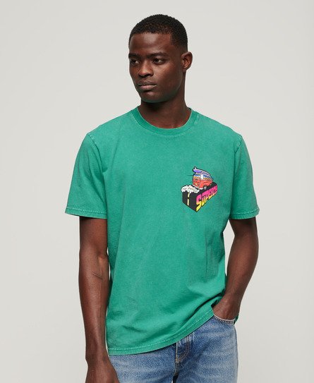 Superdry Mannen Neon Travel T-shirt met Losse Pasvorm Groen