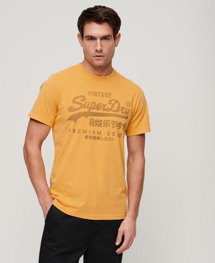 Superdry Men’s Classic Heritage T-Shirt Yellow / Amber Yellow Marl - Size: M